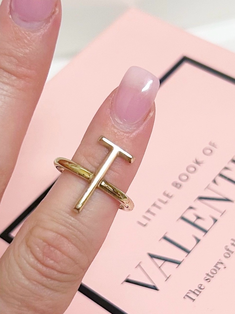 Authentic Valentino Garavani Gold Letter T Alphabet Ring